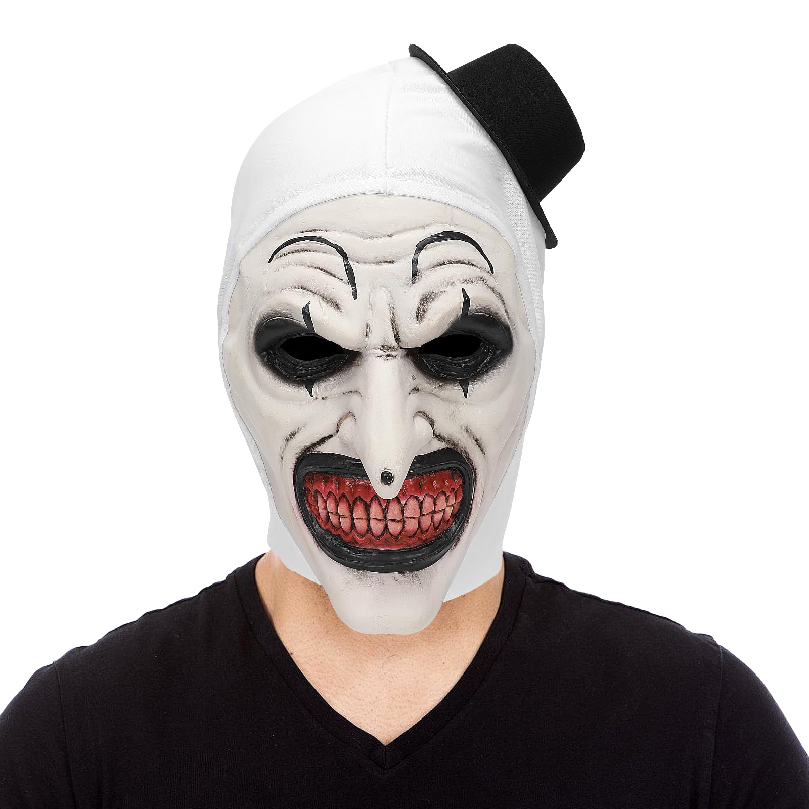Killer Clown Latex Mask – Black Horror Halloween Mask with Bloody Teeth & Realistic Movie-Inspired Design