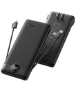 10000mAh Portable Power Bank with Foldable Wall Plug & Built-in Charging Cables