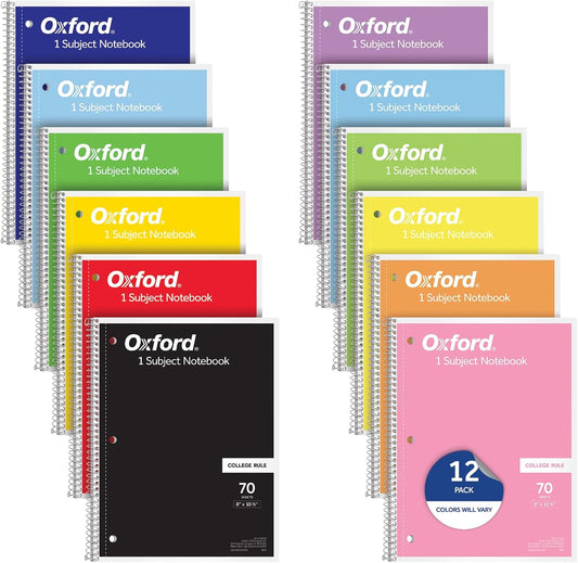 12-Pack College Ruled Spiral Notebooks, 70 Sheets