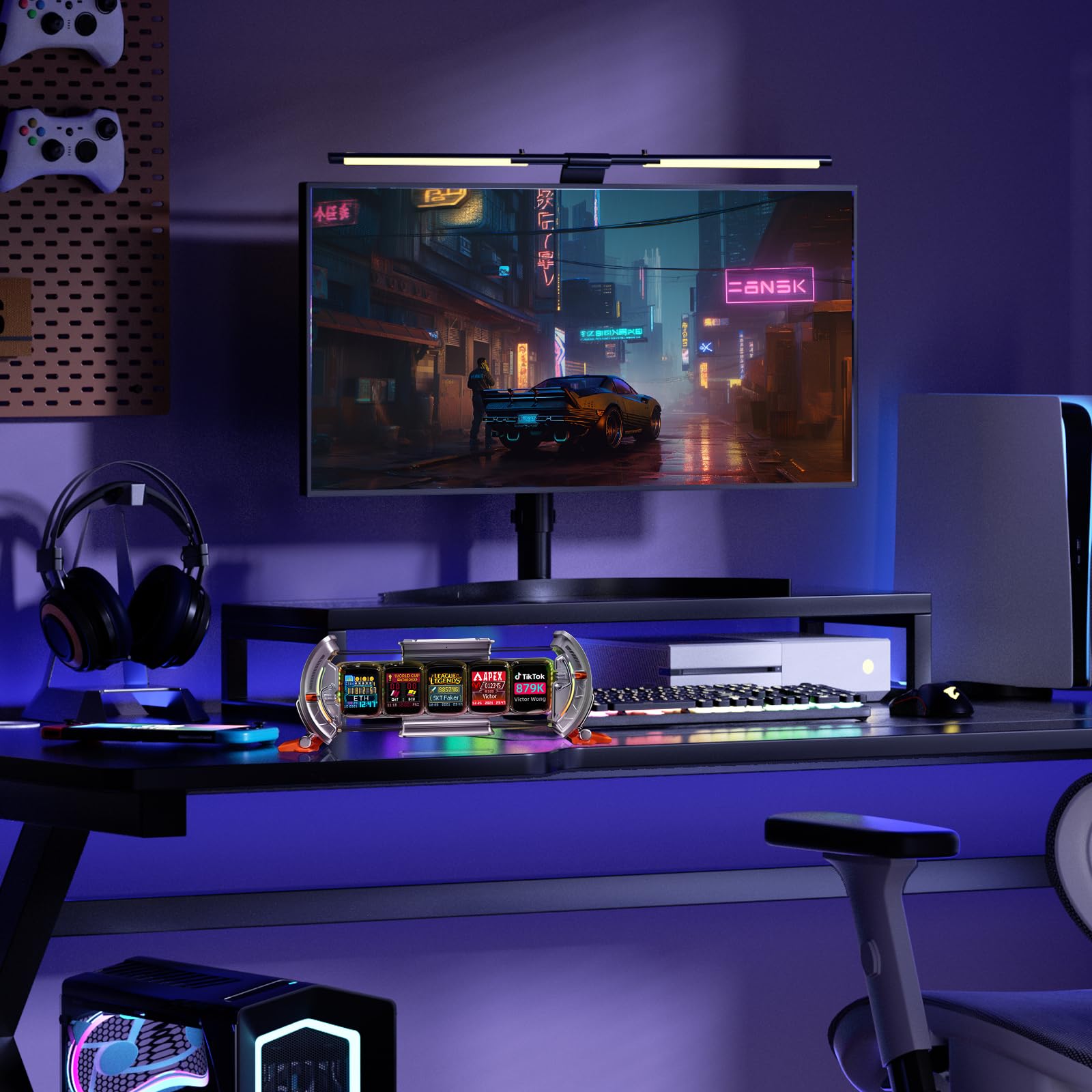 Divoom Times Gate Cyberpunk RGB Pixel Display Desk Clock – WiFi Smart Data Dashboard Gaming Decor Silver
