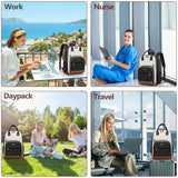 Women’s 15.6” Laptop Backpack with USB Charging Port – Large Waterproof Work & Travel Backpack with Anti-Theft Design (Beige/Black/Brown)