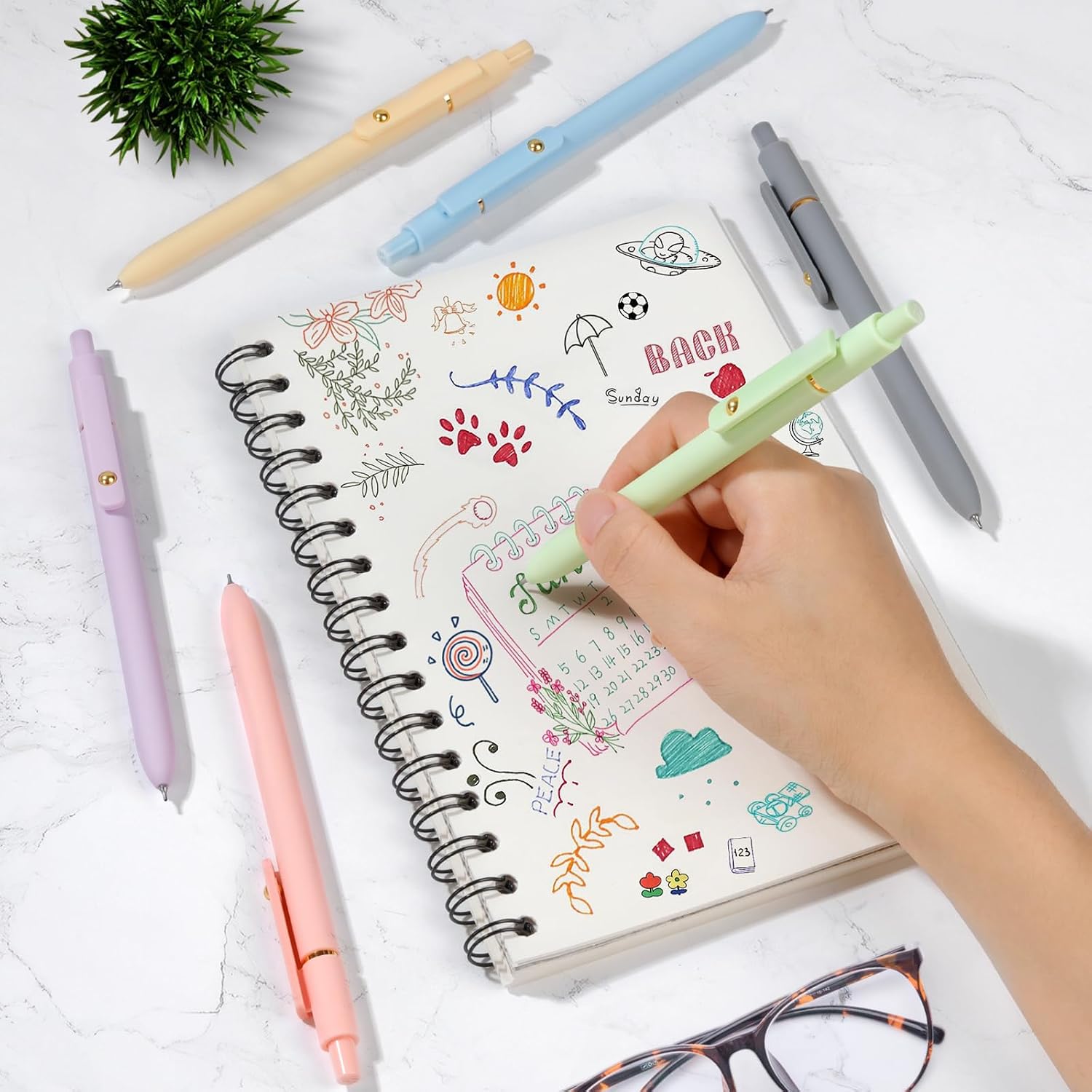 6-Pack Quick-Dry Multicolor Gel Pens with 0.7 mm Tips