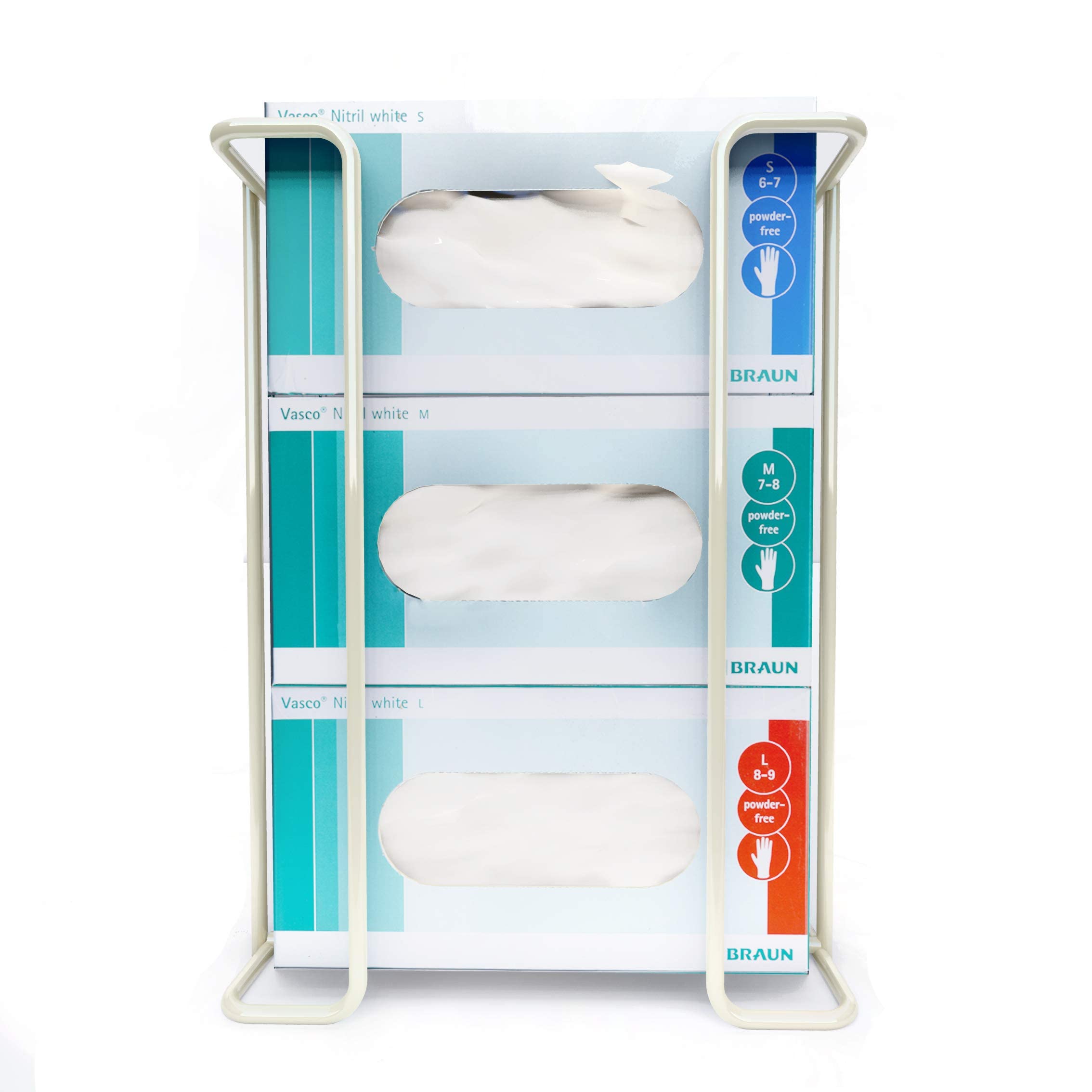 Performore Wall-Mount Glove & Tissue Box Holder – Large Capacity Wire Rack Dispenser for Medical & Professional Use (White)