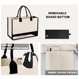 BeeGreen Personalized Canvas Tote Bag for Women – Monogram Embroidered Large Beach, Work & Gift Tote (Natural & Black)