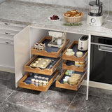 3-Tier Wooden Pull-Out Cabinet Drawer – Vertical Slide-Out Storage System for Kitchen, Pantry & Bathroom