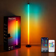 LotusLamp RGB IC Corner Floor Lamp – App & Remote Controlled Dimmable LED Light (White + Black, 48.6” Tall)