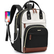 Women’s Laptop Backpack with USB Charging Port – Stylish Business & Travel Backpack for 15.6″ Laptops (Black Beige)