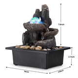 Modern Rock Zen Tabletop Fountain with LED Crystal Ball – Multi-Layer Resin Indoor Water Feature