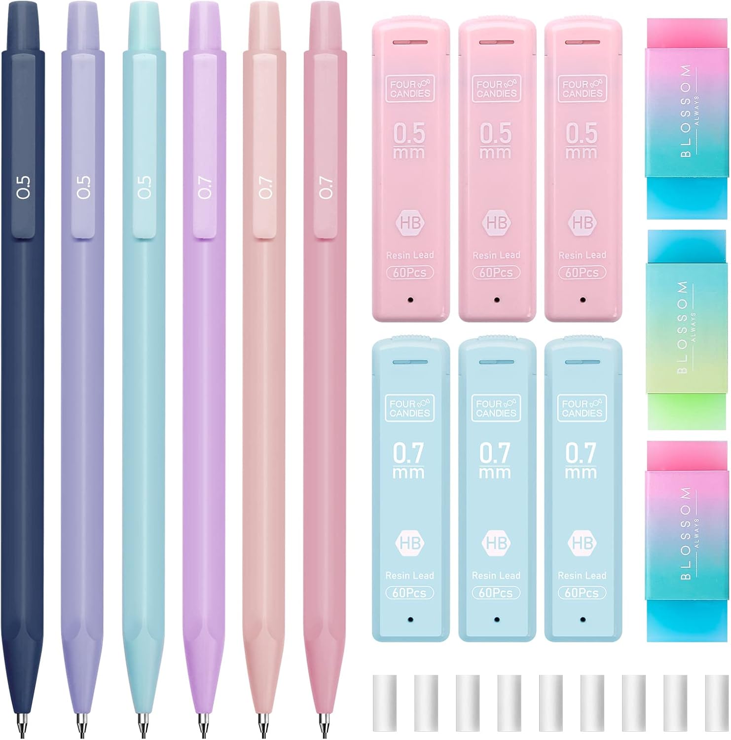 Pastel Mechanical Pencil Set with 360 HB Leads