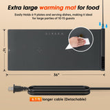 Extra-Large Electric Food Warming Mat with Timer – 9 Heat Levels, Child Lock & Even Heating