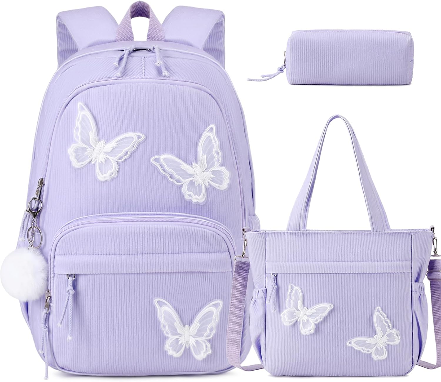 Black Star Corduroy 3-Piece School Backpack Set