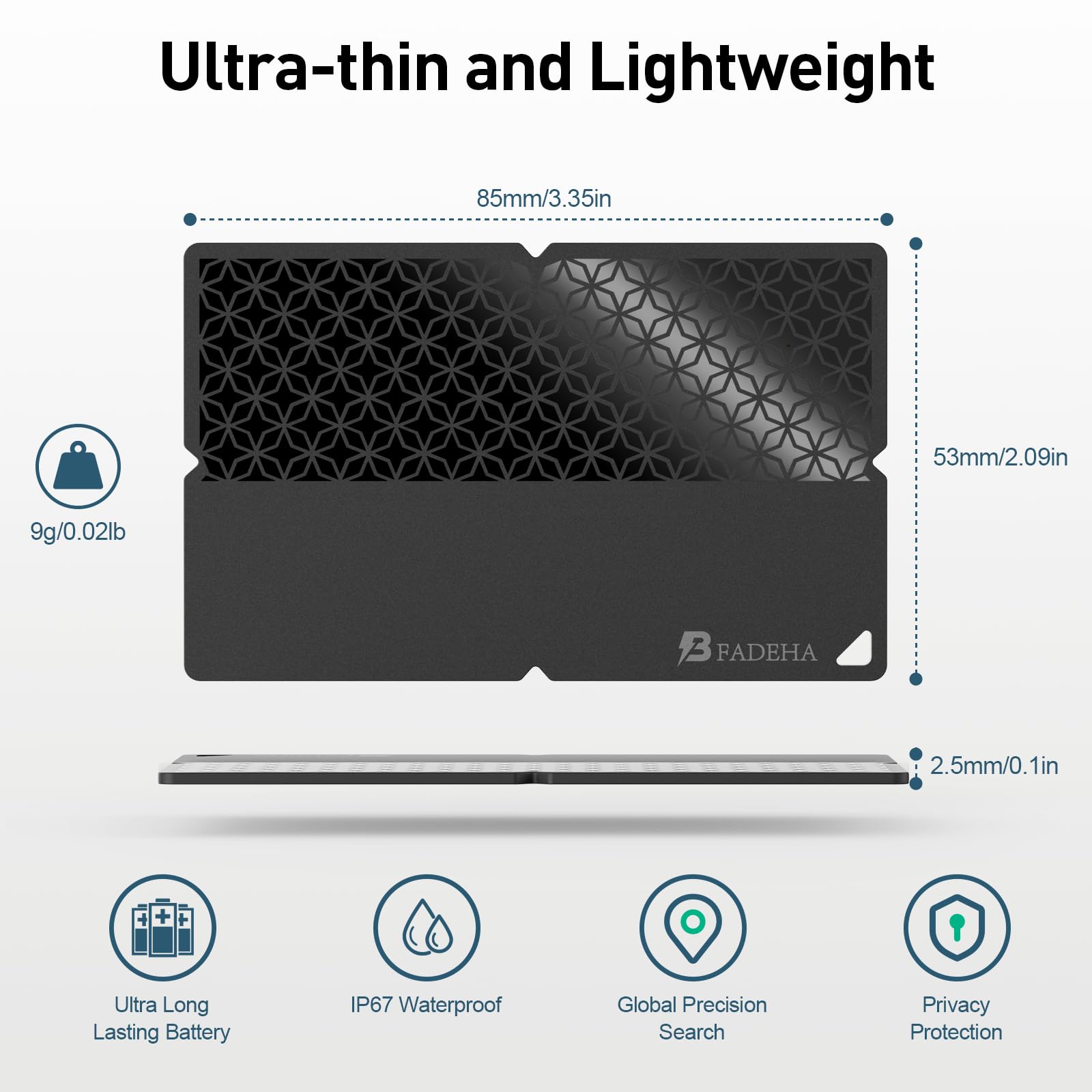 Ultra-Slim Smart Wallet Tracker Card – Apple Find My Compatible Bluetooth Item Locator with 100dB Alarm, IP67 Waterproof Anti-Loss Tracker for Wallet, Luggage & Keys