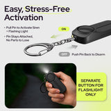 130dB Personal Safety Alarm Keychain with LED Light – Emergency Self-Defense Siren for Women (Black)