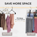 MORALVE Space-Saving Pants Hangers – 5-Tier Non-Slip Multi-Layer Closet Organizer for Trousers & Skirts (Black, 2-Pack)