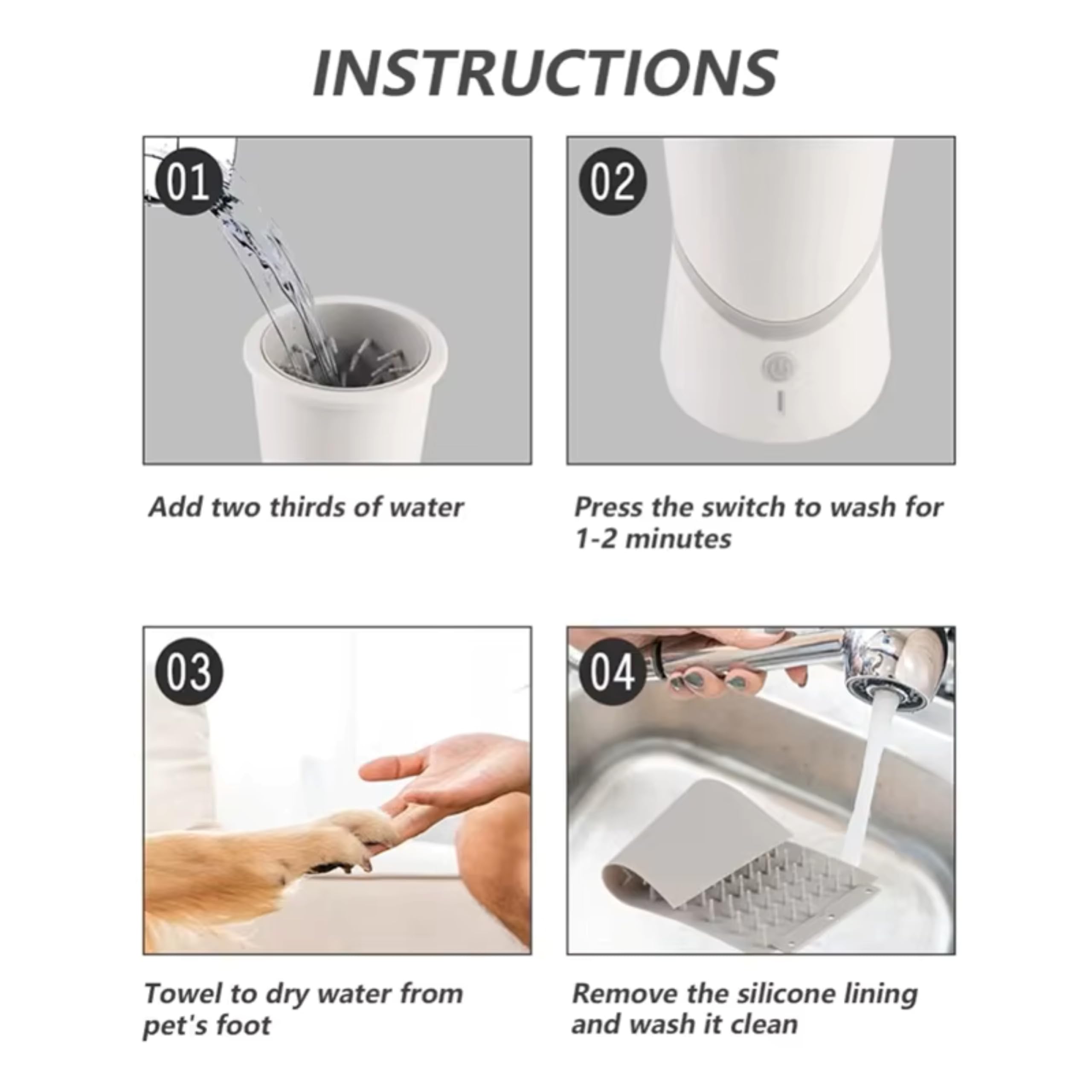 Automatic Pet Paw Cleaner Cup with Gentle Silicone Bristles – Rechargeable Portable Dog & Cat Paw Washer for Mud, Dirt & Outdoor Cleaning