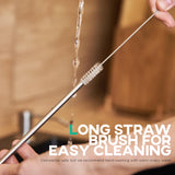 Stainless Steel Skull Straw Set – 10.5” Reusable Silver Black Straws (4PCS + Cleaning Brush + Carry Bag)