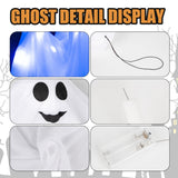 Blue LED Hanging Ghosts (4-Pack) – 27.5" Light-Up Halloween Decorations for Yard, Porch & Haunted House