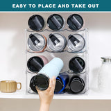 Large Capacity Stackable Water Bottle Organizer – 4-Tier Clear Holder for Large Tumblers & Bottles (Holds 12)