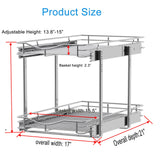DINDON Chrome Dual-Layer Pull-Out Cabinet Storage – Premium Double Shelf Organizer for Kitchen Base Cabinets