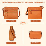 Ouchlove Women’s Vegan Leather Crossbody Bag – Large Multi-Pocket Shoulder Handbag with Adjustable Strap (Brown)
