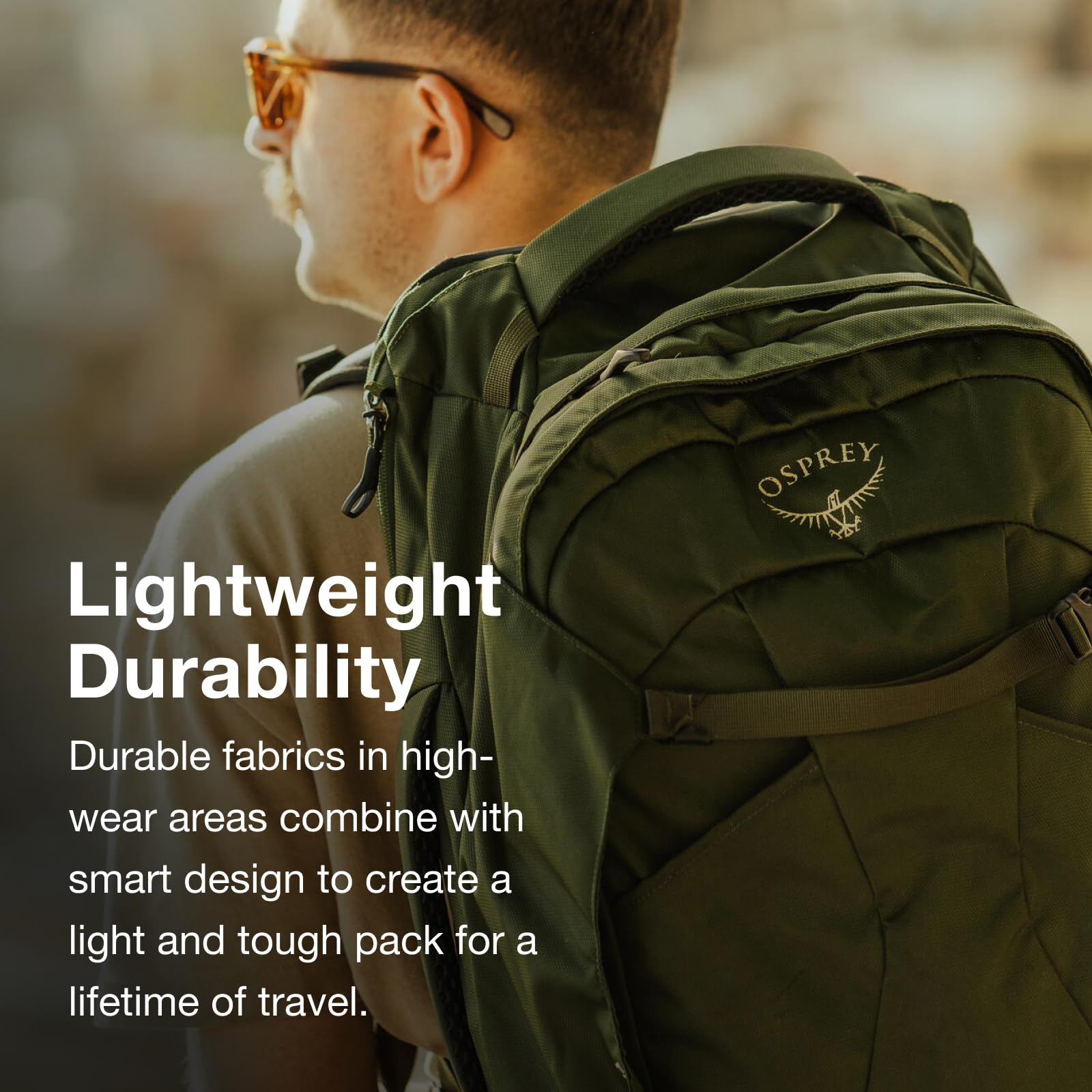 Osprey Farpoint 40L Men’s Travel Backpack – Lightweight Carry-On Pack with Stowaway Harness, Laptop Sleeve, Gopher Green