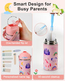 14 oz Kids Insulated Water Bottle with Silicone Straw – Leakproof Stainless Steel School Bottle