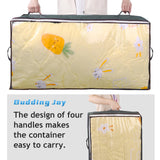 Budding Joy 90L Under Bed Storage Containers – Foldable Closet Organizer Bags with Clear Window (Grey)