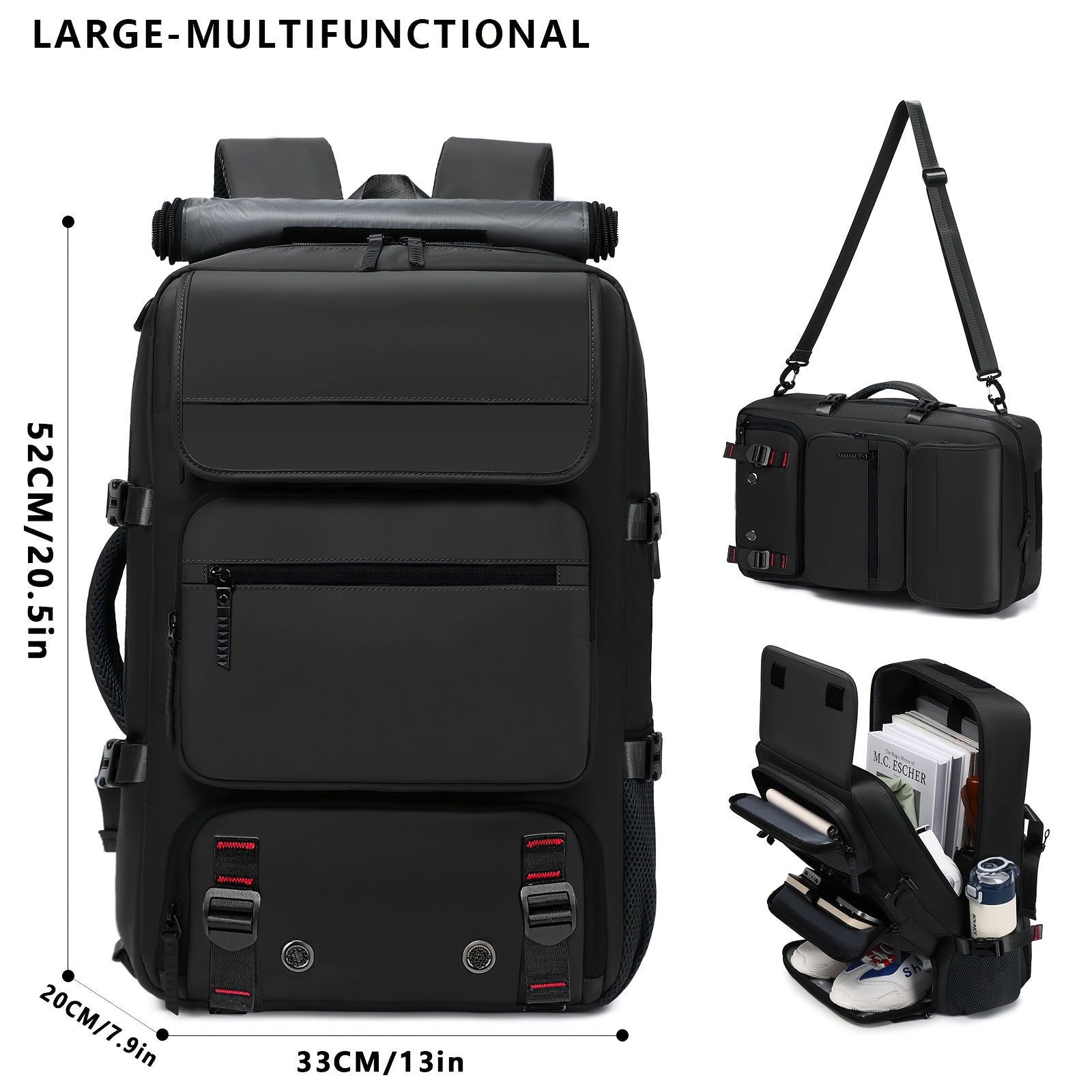 2025 New Multi-Functional 16″ Laptop Travel & Business Backpack for Men & Women – Large Capacity with Shoe Pocket & Crossbody Straps 🎒