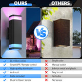 WiFi Smart RGB Outdoor Wall Light – Dusk to Dawn Up & Down Sconce with Alexa Control