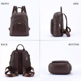 Women’s Genuine Leather Travel Backpack with Anti-Theft Pocket – 12.9-Inch Laptop, Coffee Brown