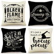 Halloween Pillow Covers – Set of 4 Farmhouse Style Decorative Cushion Cases (18x18 Inches, Hocus Pocus Halloween Home Décor)