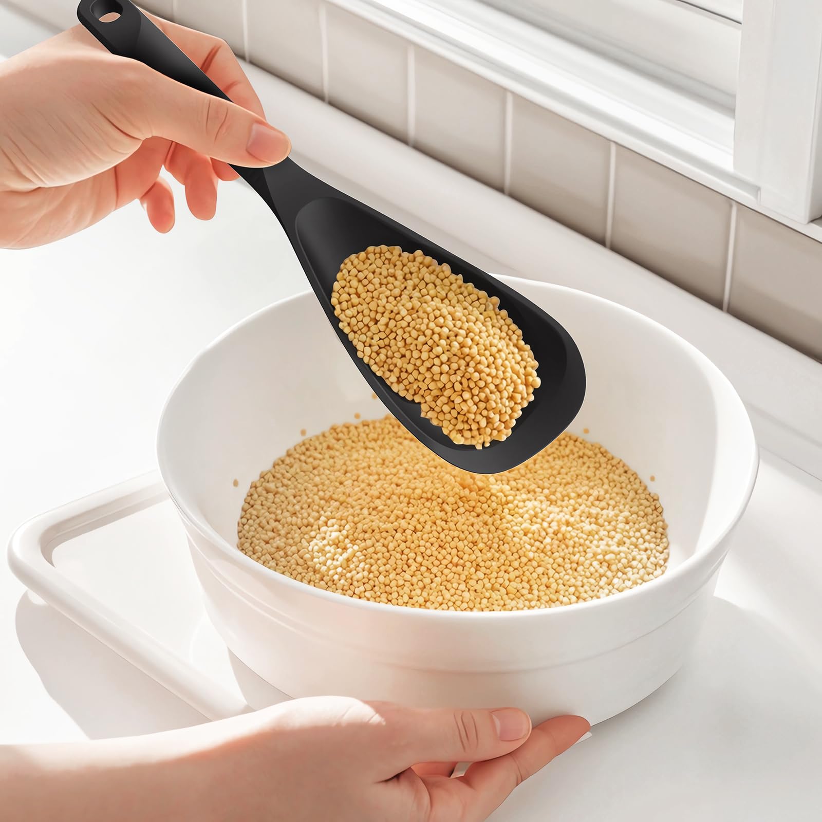 Heavy-Duty Silicone Kitchen Utensil Set with Stainless Steel Core – Heat Resistant 600°F (Black)