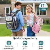 Packism 17” Clear Backpack Heavy Duty – Large See-Through School & College Bookbag