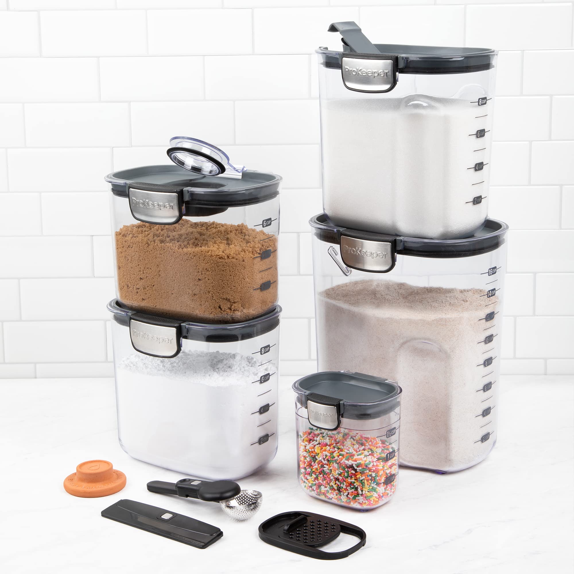 Airtight Baking Storage Container Set – Flour, Sugar & Brown Sugar Keepers with Magnetic Accessories