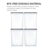 Large Airtight Pantry Storage Containers Set – 4 BPA-Free Canisters with Measuring Cups & Chalkboard Labels (Black)