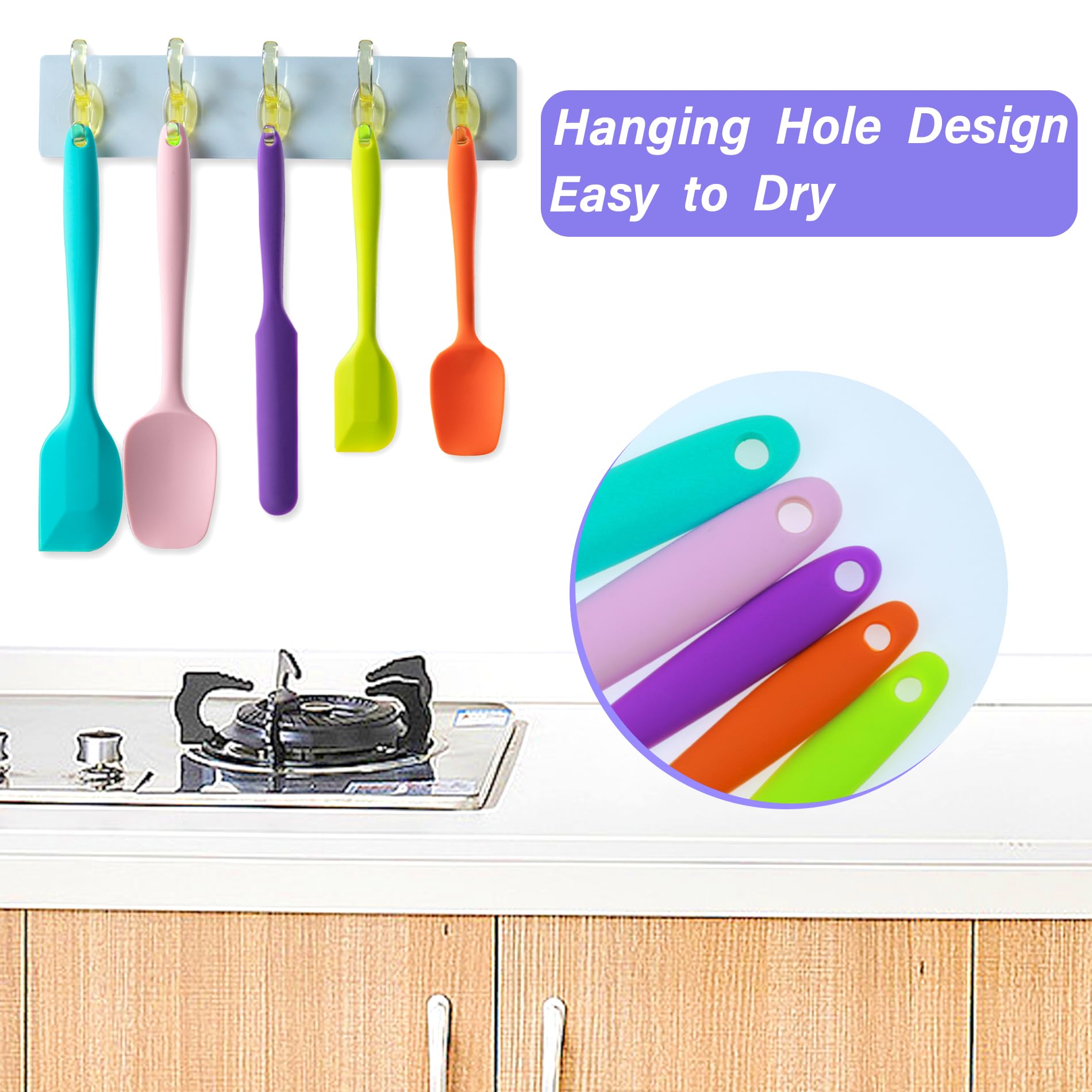 5-Piece Silicone Spatula Set – Heat Resistant, One-Piece Design with Stainless Steel Core