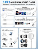 3-in-2 Magnetic Fast Charging Cable – Apple Watch & Phone Travel Charger, USB-C Combo, 4ft (All White)