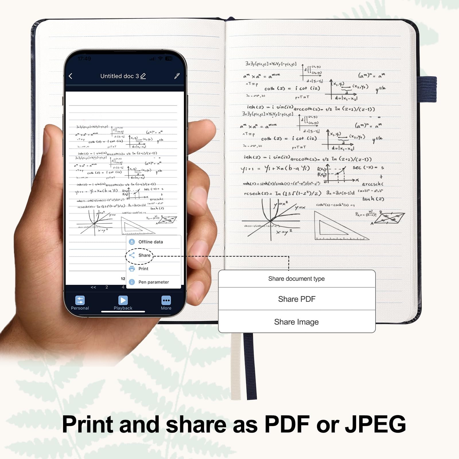YUAN Smart Pen & Digital Notebook Set with Real-Time App Sync, Offline Storage & Navy PU Leather Cover