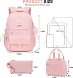 Pink 3-Piece School Backpack Set with Laptop Sleeve