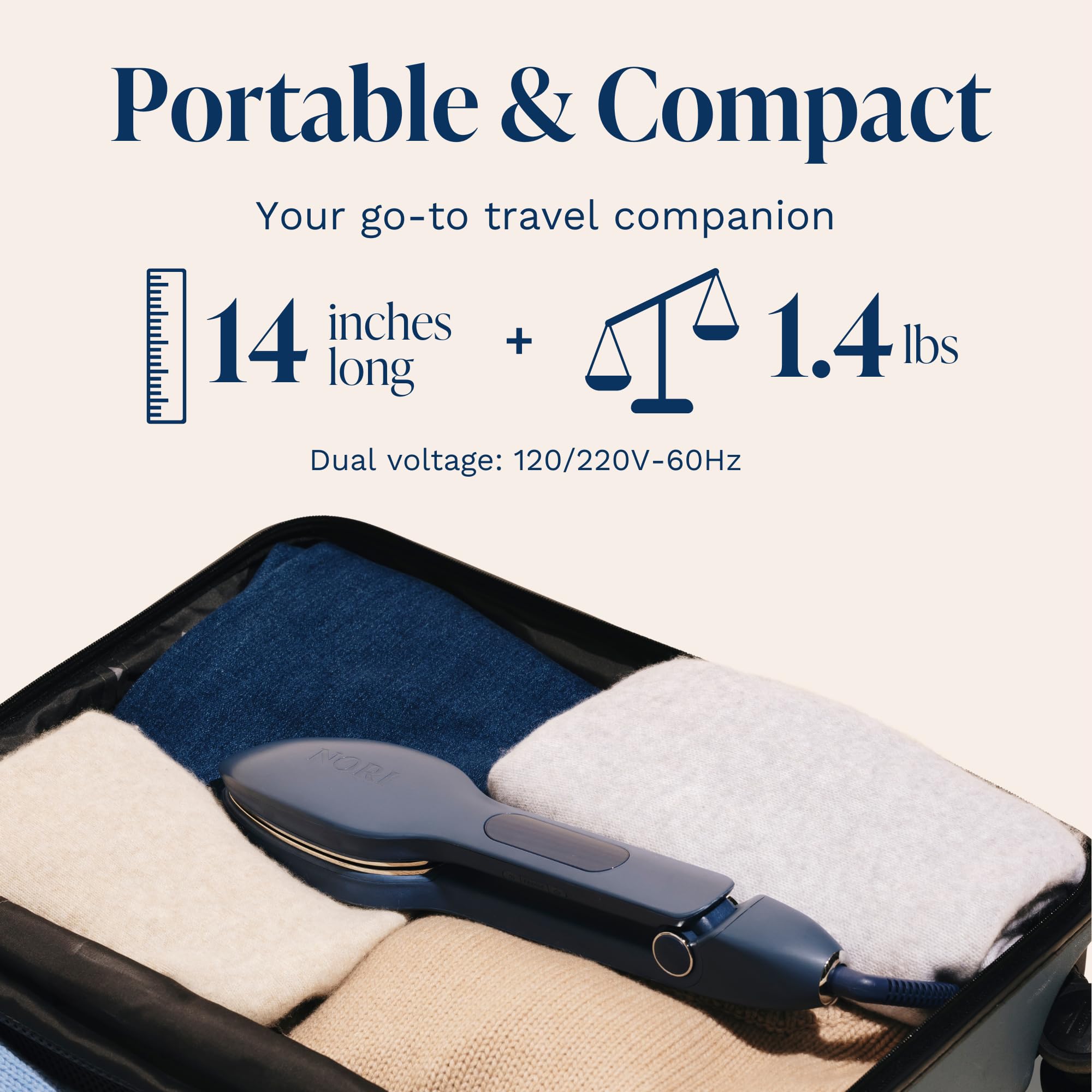 Nori Press 3-in-1 Portable Garment Steamer Iron Dual Voltage Travel Press with Steam Function