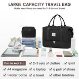 LOVEVOOK Women’s Travel Duffle Bag – Carry-On Weekender with Shoe Compartment, Wet Pocket & Toiletry Bag (Black)