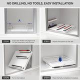 AMZAGE Adjustable Pull-Out Cabinet Organizer with Raised Base – No-Drill Slide-Out Drawer for Framed Cabinets (White)