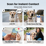 Smart Cat & Dog GPS Tracker with QR Emergency ID Tag, No Monthly Fee, Real-Time Find My Tracking, Lightweight Waterproof Collar Locator for Pets