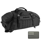 65L Tactical Duffle Bag – 3-in-1 Waterproof Military-Style Travel, Gym & Outdoor Backpack (Flag Black)