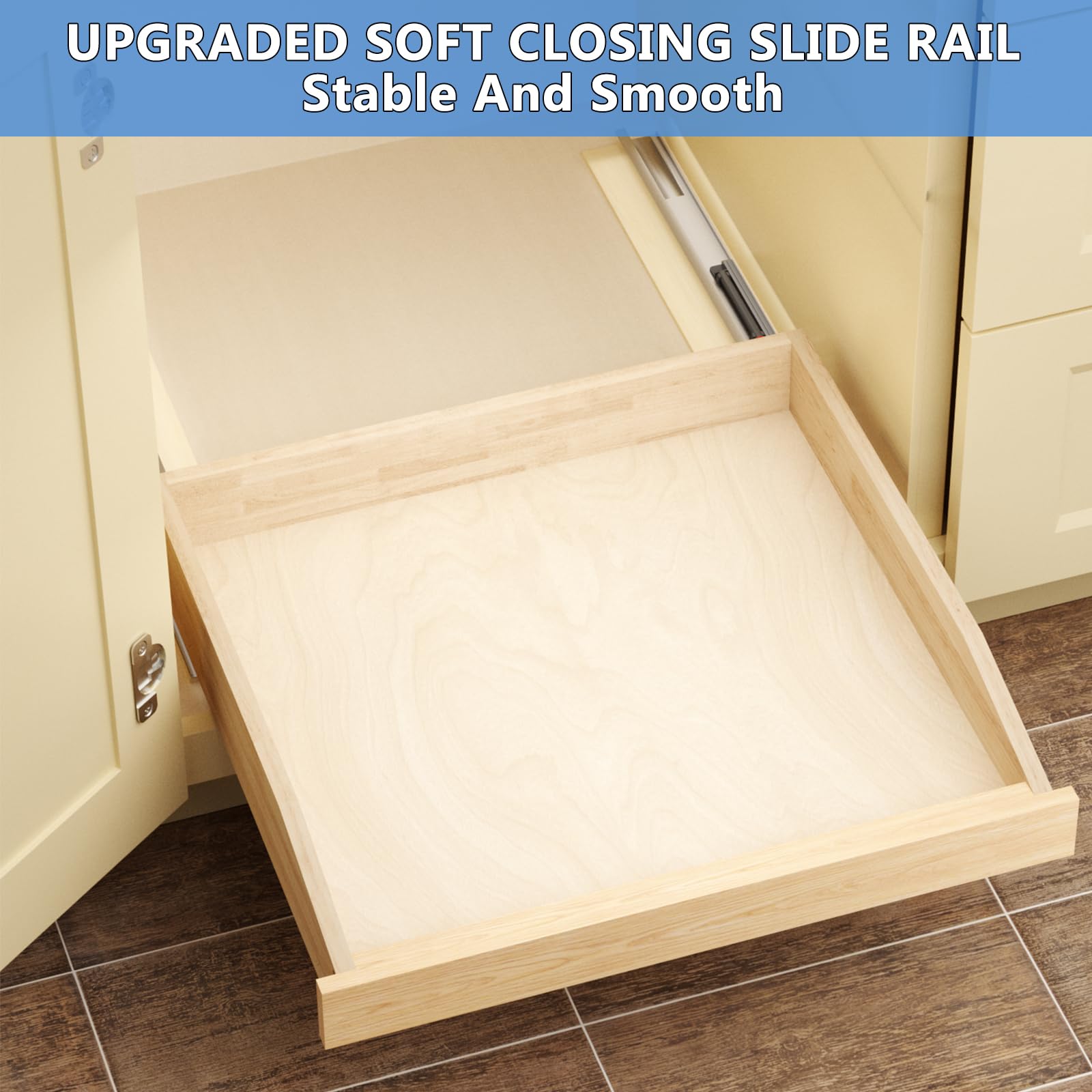Lovmor Extra-Wide Single Pull-Out Cabinet Organizer with Soft-Close – Solid Wood Base Shelf Storage