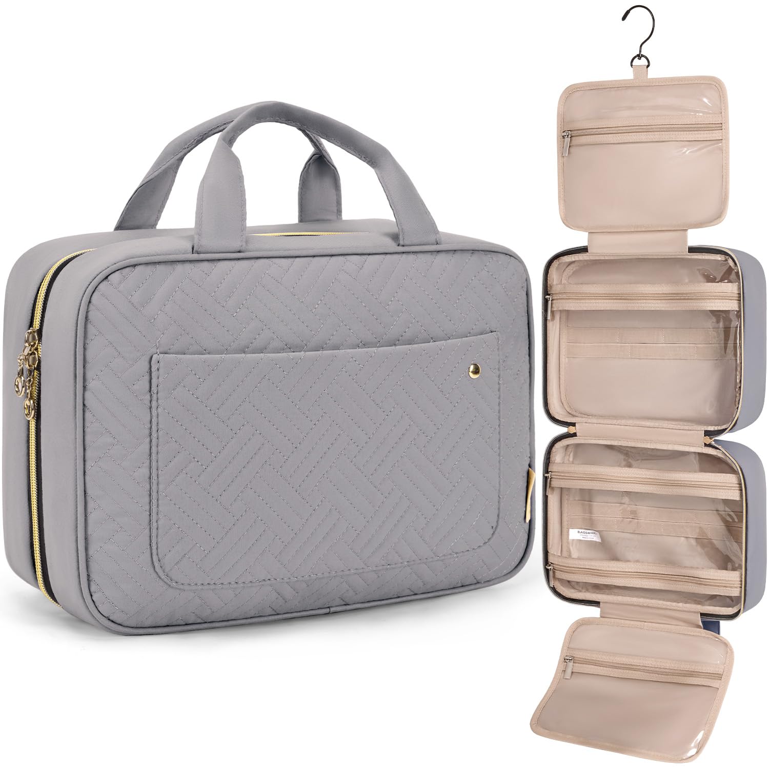 Premium Hanging Toiletry Bag with 360° Hook & Clear Travel Compartments