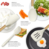 Silicone Kitchen Utensils Set with Wooden Handles – BPA-Free, Heat Resistant Cooking Tools