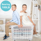 Large Clear Storage Bin with Lid – 72QT / 68L Stackable & Nestable Storage Box