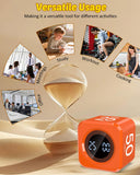 Kids Pomodoro Flip Cube Timer with Visual LED Time Ring, Silent Focus Mode & USB-C Rechargeable – Orange
