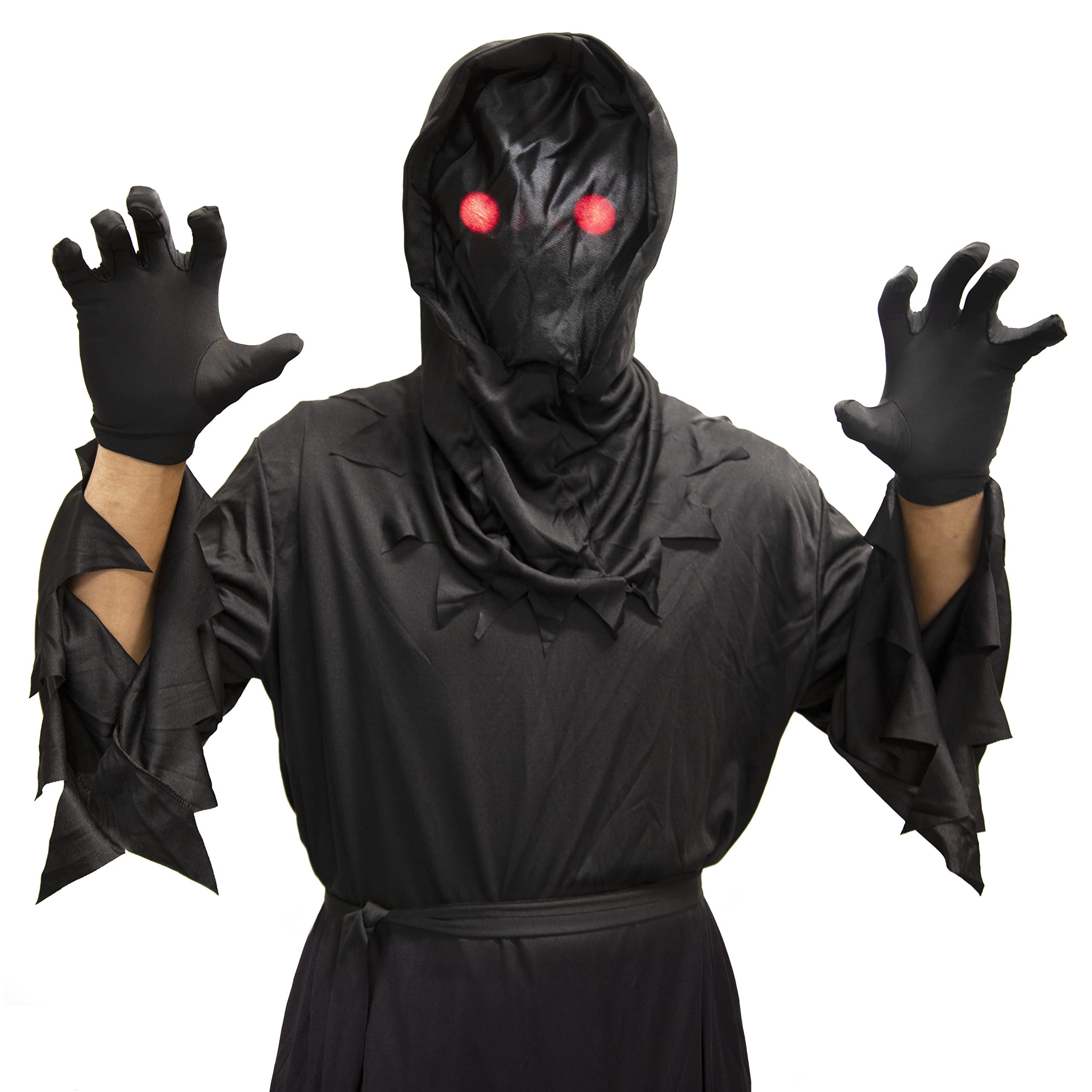 Grim Reaper Halloween Costume for Boys – LED Light-Up Glasses & Full Robe Set 💀⚡